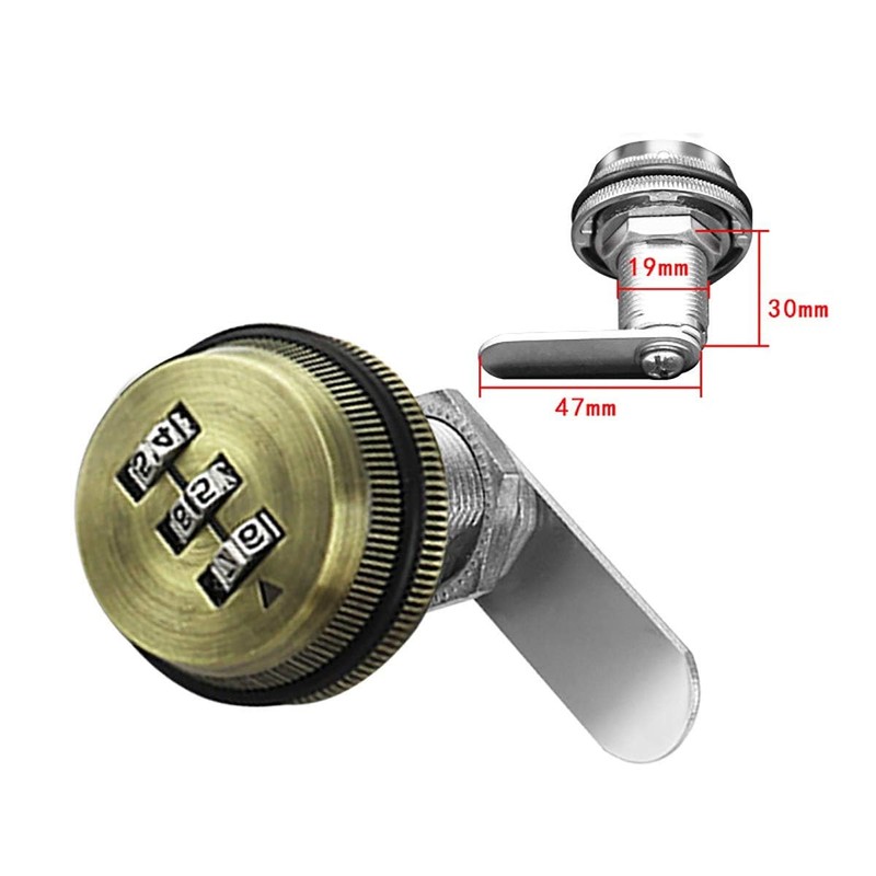 TOP-VIGOR 3 Digit Code Combination Cam Lock, 30mm Password Coded