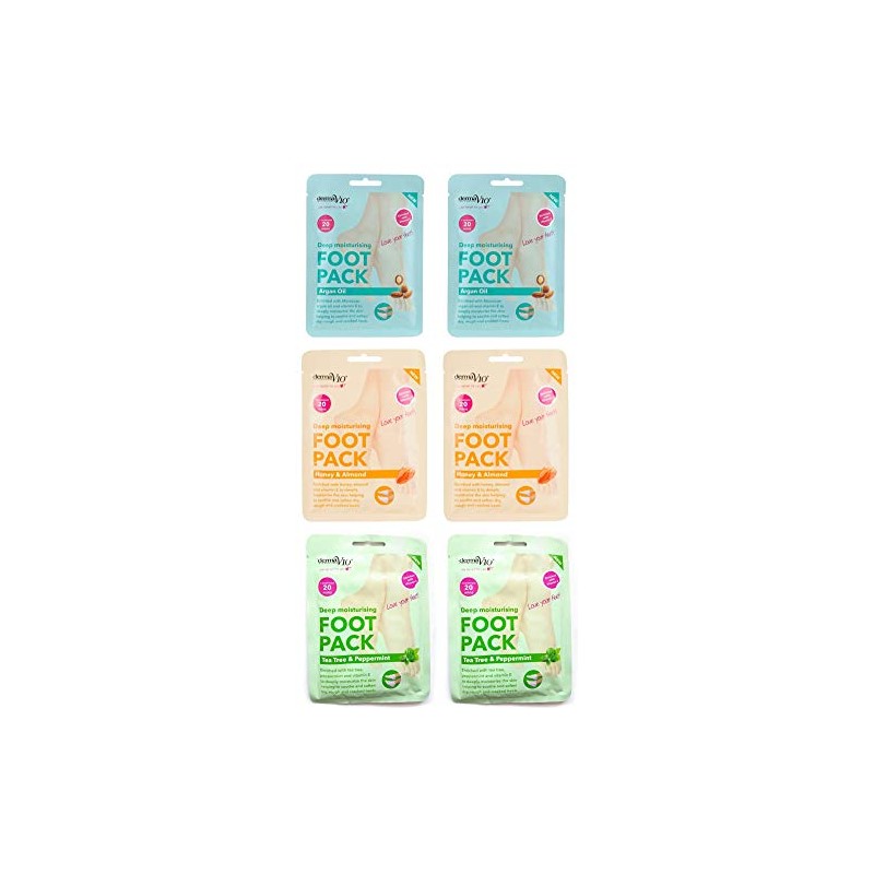 Derma V10 Foot Pack Mask (6 Pack) Deep Moisturising (Tea