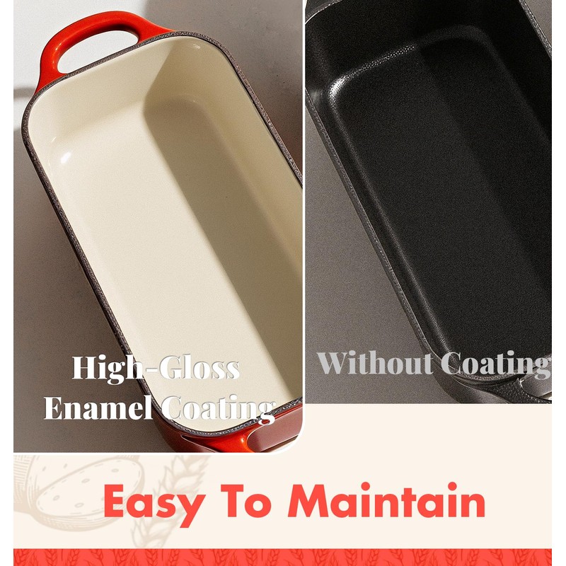 2 IN 1 Cast Iron Bread Loaf Pan with Lid,