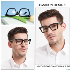 MARE AZZURO Retro Square Reading Glasses Men Large Readers 1.0 1.25 1.5 1.75 2.0 2.25 2.5 2.75 3.0 3.5 4.0 5.0 6.0 (Black, 4.00)