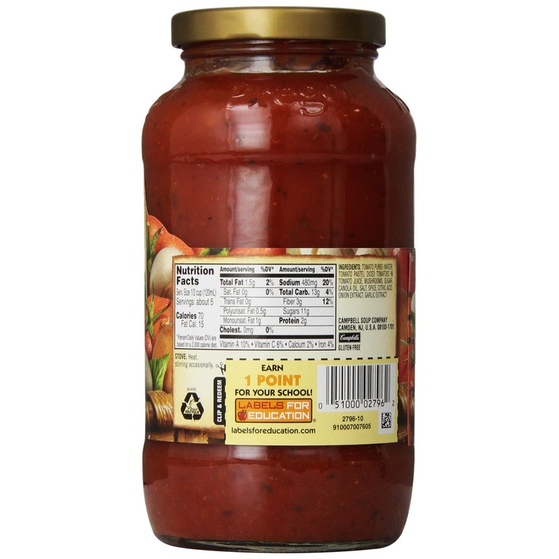 Prego Pasta Sauce, Mushrooms, 24 oz