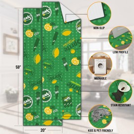 Ottomanson Modern Sprite® Logo Design Machine Washable Non-Slip Rubberback 2x5 Runner Rug, Rugs for Living Room, Man Cave Decor, Hallway Runner, Bedroom Rug, Kitchen Runner Rug, 20"x 59", Green