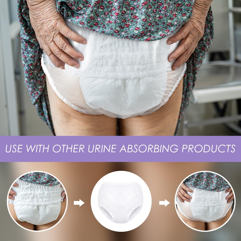 Weewooday 10 Pcs Adult Plastic Pants, X-Large, White, Waterproof Incontinence