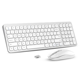 cimetech Wireless Keyboard and Mouse Combo, Compact Full Size Wireless Keyboard and Mouse Set Less Noise Keys 2.4G Ultra-Thin Sleek Design for Windows, Computer, PC, Notebook, Laptop - Silver