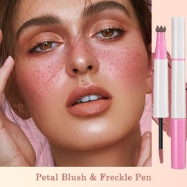 2-in-1 Petal Blush & Freckle Makeup for Natural Sunkissed Look, Waterproof Long-Lasting Freckle Stamp with Realistic Faux Effect, Easy to Use Blush for Cheeks Face