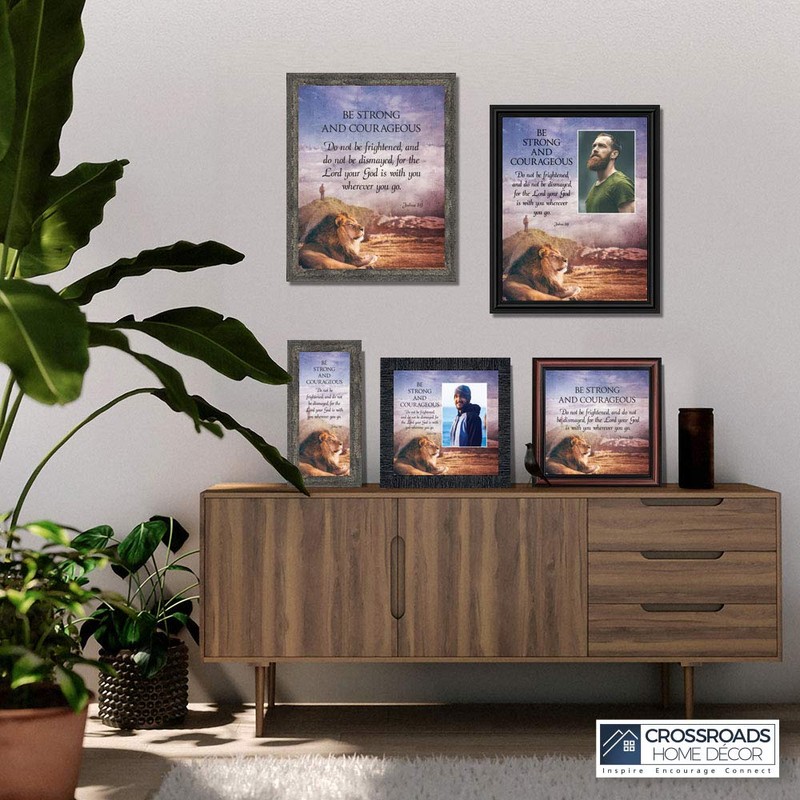 Be Strong and Courageous Lion Picture Frame, Religious Wall Decor,