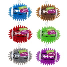 Gnawsome 4.5" Spiky Squeak & Light Football for Dogs - Durable, Rubber Bouncy Puppy Fetch & Chew Toy for Your Pet, Colors Will Vary