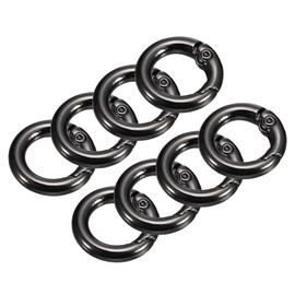 QUARKZMAN Pack of 8 Round Spring O Rings 0.71 Inch AD Trigger Buckle Snap Clips for Bags Purses Key Rings Craft Accessories Metallic Black, Metallic black