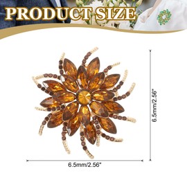 PATIKIL Rhinestone Flower Brooch Pin, Vintage Crystal Flower Lapel Pin for Women Wedding Party Birthday Dance Banquet Dress Clothes Hat Bag Decoration, Coffee