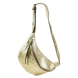 SH Leder Fania G697 Women's Genuine Leather Unisex Chest Bag for Festival Travel Medium Waist Bag Crossbody Bag Women Leather Bag 37 x 21 cm, gold, rozmiar