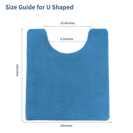 MINIDEAR Toilet Rugs 20"x24" - U Shaped Washable Lake Blue Contour Rugs,High-Pile Faux Fur Plush Fluffy Water Absorbing Mat for Toilet