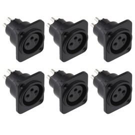 Greluma 6pcs XLR Female 3 Pin XLR Female Panel Mount XLR Female for Microphone Nickel Plated Copper Contacts