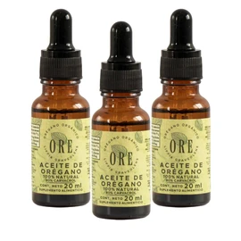Aceite de Orégano Natural ORE, 20 ml, Pack de 3 Botellas con Gotero