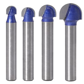 Saipor 4-Piece Router Bit Set 6 mm Shank Milling Cutter Round Nose Cove Core Box Cutter Radius Cutter Ball Cutter Carbide Woodworking Cutter Professional Accessories