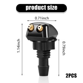 taluoka 2 PCS Car Front Windshield Washer Nozzle, 1.1" Adjustable Straight Column Powerful Jet Wiper Nozzle Replacement, with Plastic Nut Mounting Accessories, Universal for Most Cars (Black)
