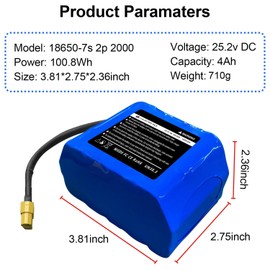 CPZZ 25.2v Hoverboard Battery 4000mah Compatible for Jetson-Rave for Hover-1 Superstar/Chrome Hoverboard battery-Fit29.4v-Size:3.81 * 2.75 * 2.36in-100.8Wh/7s2p-2508