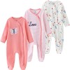 Kiddiezoom Baby Boys Girls Sleep suit 3 Pack, Orange Red,