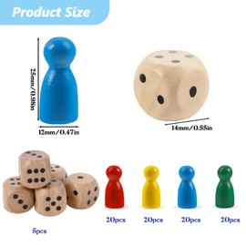 CUVZORA Pack of 80 Toy Figures for Board Games, Colourful Toy Figures, with 5 Dice, Halma Gel, for Desktop Puzzle Toys (Red, Yellow, Blue, Green)