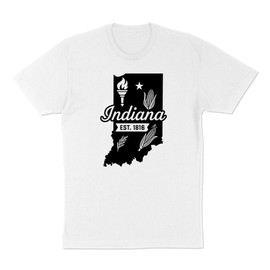TeesAndTankYou State Shape Indiana Shirt Unisex Medium White