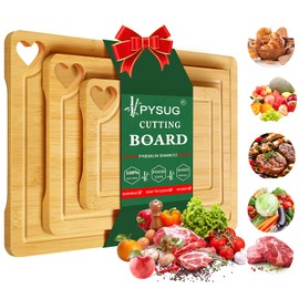 Bamboo Cutting Boards for Kitchen,Bamboo Cutting Board Set, Wood Cutting Board Set of 3 with Juice Grooves, Chopping Board for Meat, Ideas Kitchen Gift for Home Cooks, Housewarming Gift