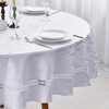 Heavy Duty Fabric Tablecloth with White Lace-Waterproof/Wrinkle Free/Stain Resistant/Oil Proof-for