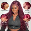 99j Burgundy Deep Wave Lace Front Wigs Human Hair 200