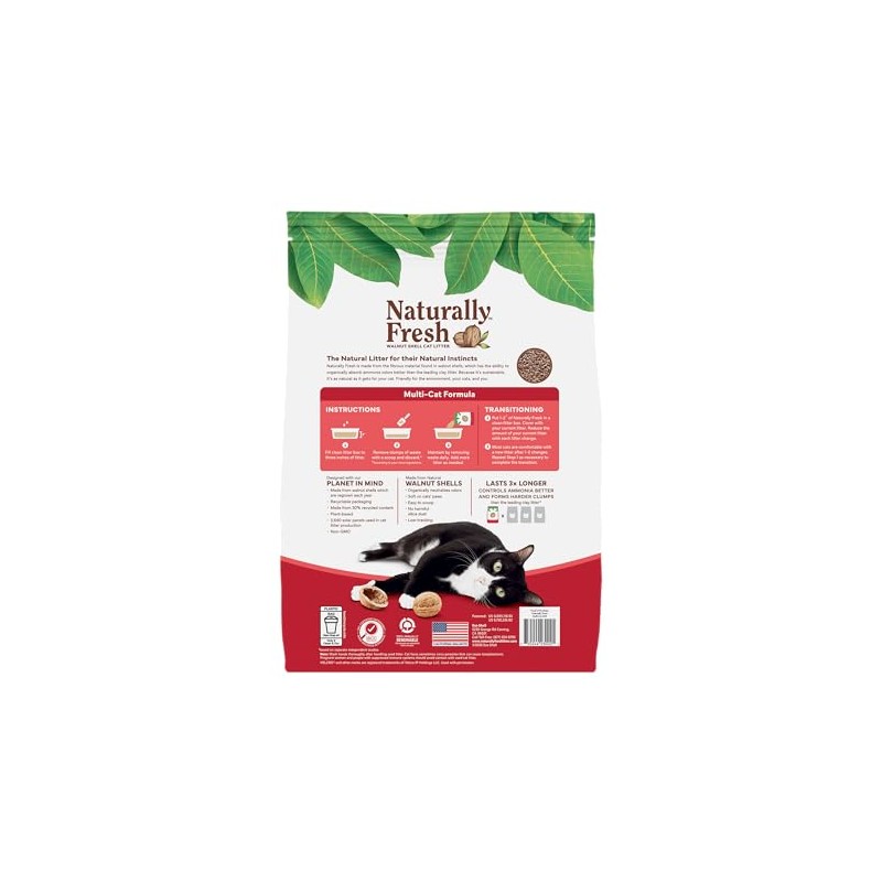 Naturally Fresh Cat Litter Made from Walnut Shells, Unscented, Multi-Cat,