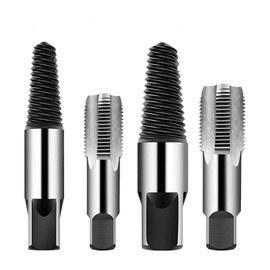 Yowodana Screw Extractor Pipe Tap, Pipe Tap, Set of 4, 1/2" 3/4" for Broken Screw Remover, Pipe Reverse Tap and Thread Correction, High Carbon Steel Broken Remover Tool, Broken Screw Extractor, Broken