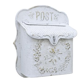 Zokyntrix Wall Mount Mailboxes for Outside Vintage Mail Boxes for House Outside Metal Door Mailbox Drop Box Antique Style Nostalgic Charm Home Decorative, White Gray