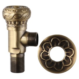 Upluckey Round Handle Color Gold Easy to Use European Style Shutoff Valve Long-Lasting Antique Copper Toilet