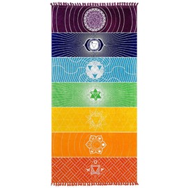 Thin Bohemia Single Rainbow 7 Chakra Tapestry Towel Mandala Hippie Boho Stripes Yoga Mat