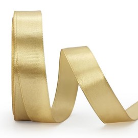 Gold Ribbon 3/4 Inch, 25 Yards/roll Solid Satin Ribbon for Gift Wrapping, Bow Making, Floral Bouquets, Party Decoration.