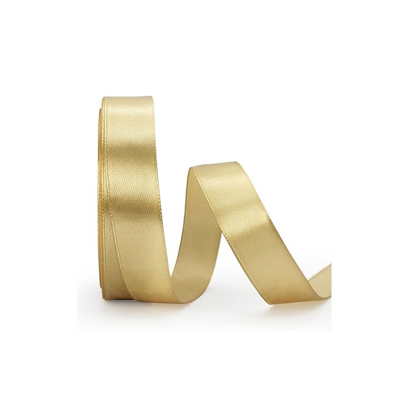 Gold Ribbon 3/4 Inch, 25 Yards/roll Solid Satin Ribbon for