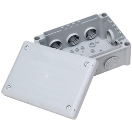 Kopp Junction Box Surface-Mounted Wet Room 102 x 152 x 65 mm IP66 Connection Box with 10 Cable Inlets M25, Grey, 351012047