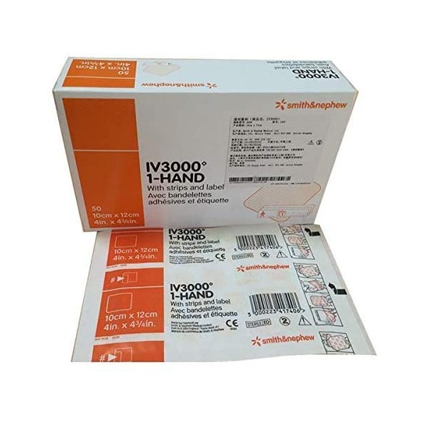 Smith & Nephew IV3000 Transparent Dressings 4"x4 3/4", Box of
