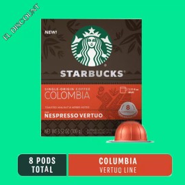 Starbucks Colombia Medium Roast for Nespresso Vertuo Capsules, 4 Boxes of 8 Caps