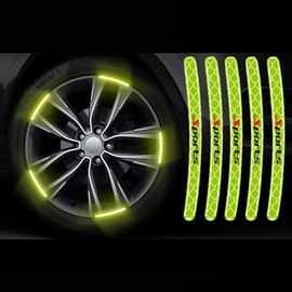 Car Rim Stickers, Car Motorcycle Bicycle Night Reflective Safety Decoration Strips, Universal Reflective Stickers for Wheel Hubs (Pack of 20, Green Sports)