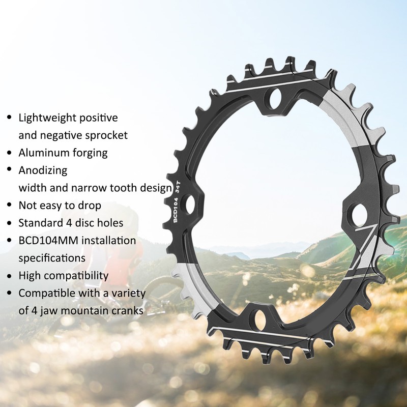 Lebycle 34T Mountain Bike Chain Wheel Rustproof Aluminum Alloy Positive
