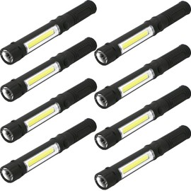COB LED Work Flashlight with Magnetic Base and Clip Multi-Function Pocket Pen Light Inspection Work Light, 8 Pack