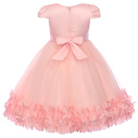 Uhnice Toddler Flower Baby Girls Dress Embroidered Tulle Tutu Formal Wedding Dress Birthday Party Pageant (Peach, 80/12-18 Months)