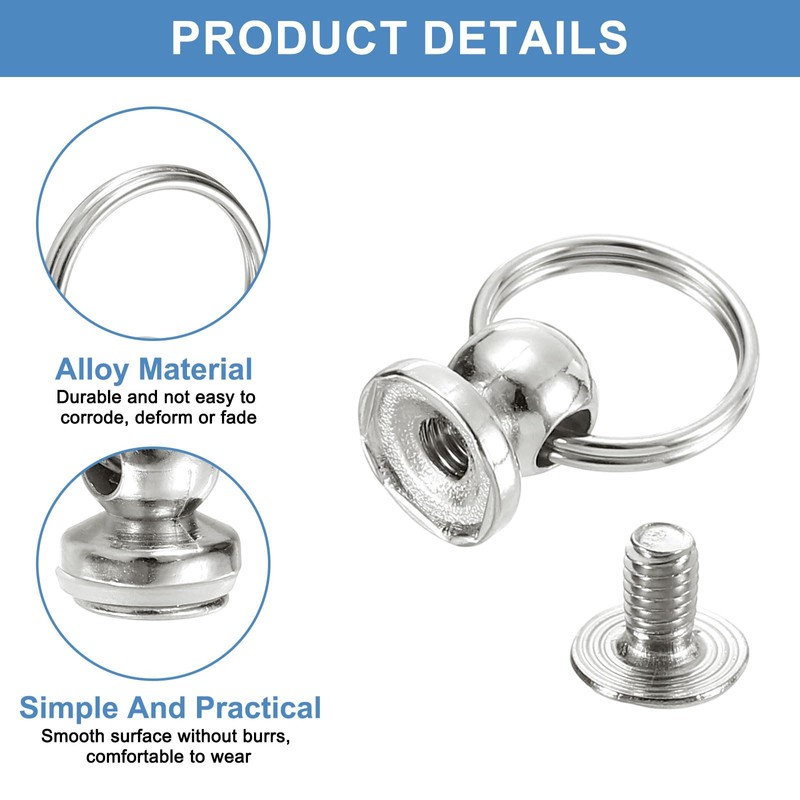 sourcing map 30Pcs Screw Round Head Rivet, 7mm Pull Ring