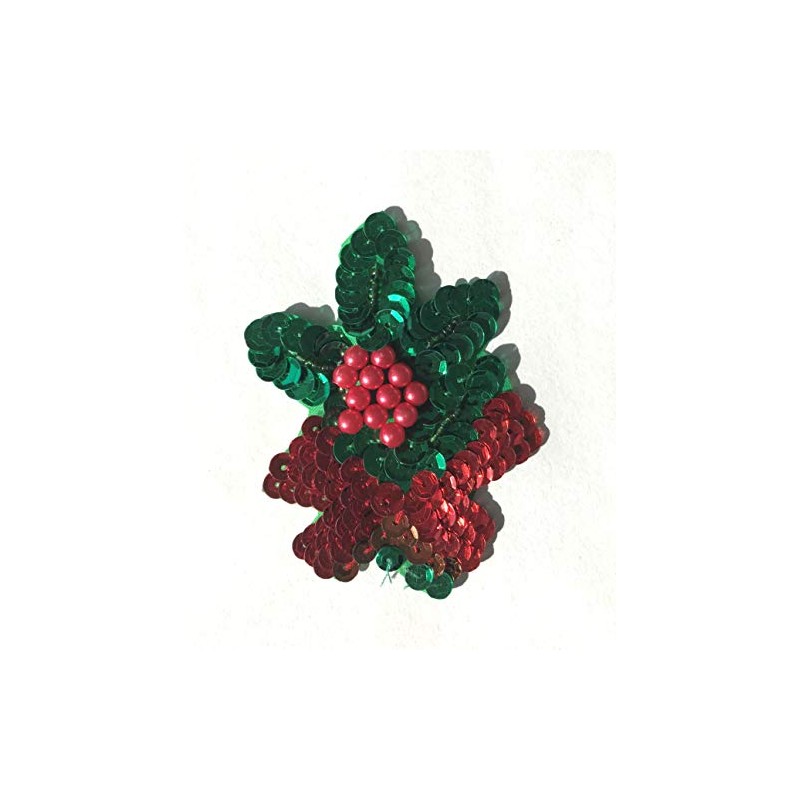 Mistletoe Christmas Beaded Sequined Sew-On Applique Patch (Pack of 3)