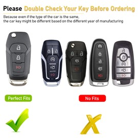Sucxyor - Funda compatible con Ford Key Fob Cover 3 botones, 2018-2024 F150 F250 F350 2019-2024 Ranger 2022-2024 Maverick Funda para llavero, carcasa de metal y protección de silicona suave (gris),