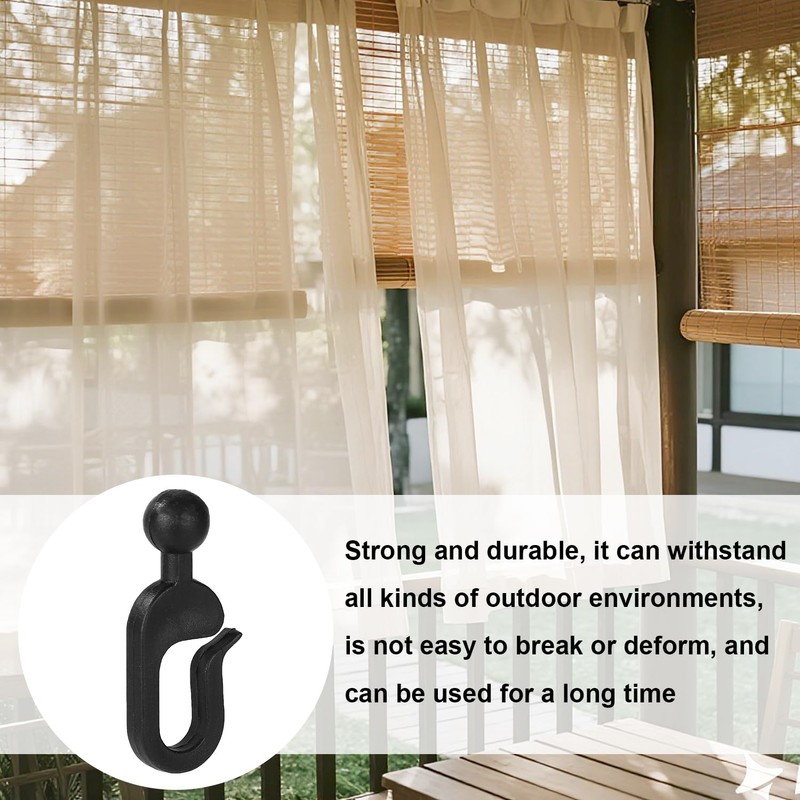 36pcs Plastic Hooks for Gazebo Curtains, Black Gazebo Hooks Multi-Purpose