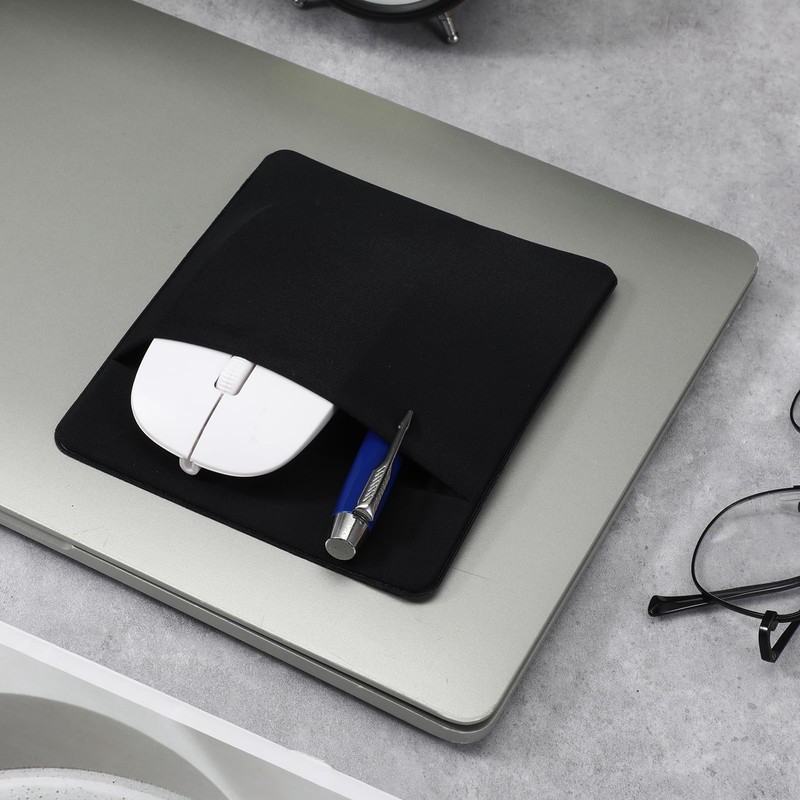Aeaocvo Mouse Holder Sleeve, Adhesive Mouse Pocket for Laptop, 5.7x4.7in