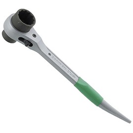 TOP Aluminum Short Ratchet Wrench 0.7 x 0.9 inches (19 x 24 mm), Grip Color, Green, RM-19x24A, Tsubame Sanjo, Made in Japan