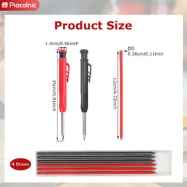 2 Piece Carpenter's Pencil Set, Mechanical Carpenter's Pencils Set, Deep Hole Marker Pencil with 24 Pencil Leads, Construction Site Pen, Solid Carpenter's Pencils for Construction Site Angle Speed