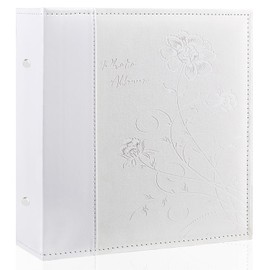 Miaikoe Photo Album 10 x 15 600 Photos Slip In, Extra Large Capacity Leather Cover Picture Albums Holds 600 Horizontal and Vertical 10 x 15 cm Landscape Photos for Wedding Family (White)