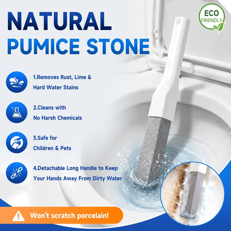 8 Pack Pumice Stone Toilet Bowl Cleaner with 2 Replaceable