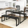 Allewie 3-Piece Dining Table Sets with Benches, Heavy Duty Metal